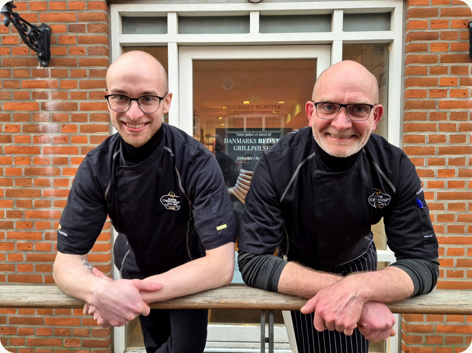 Henrik Christiansen and a colleague outside Slagter Christiansen Fanø